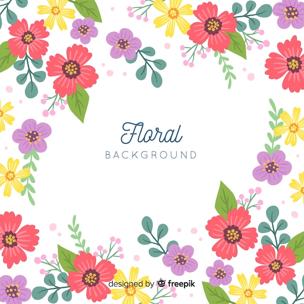 Fondo de flores en diseño plano