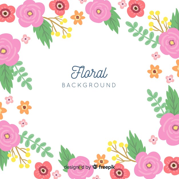 Fondo de flores en diseño plano