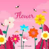 Vector gratuito fondo de flores en diseño plano