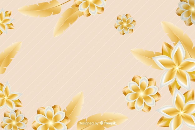 Fondo de flores doradas en estilo 3d