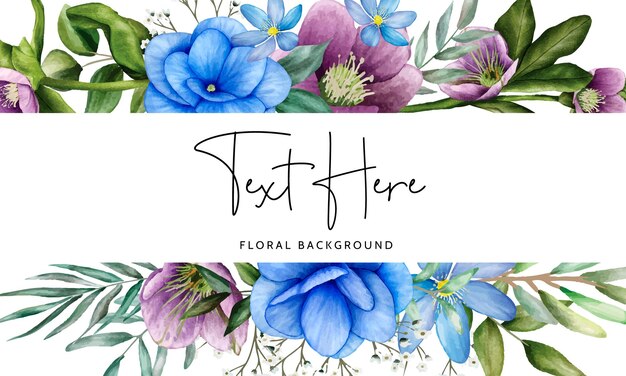 Fondo de flores y hojas de acuarela dibujada a mano