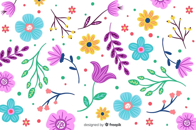 Vector gratuito fondo de flores pintadas de colores