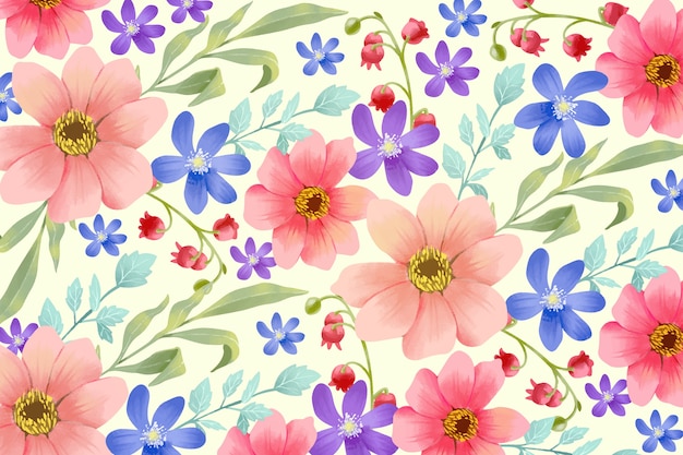 Vector gratuito fondo de flores pintadas de colores