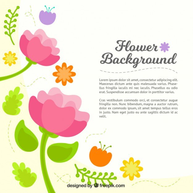 Fondo de flores pintadas a mano con hojas