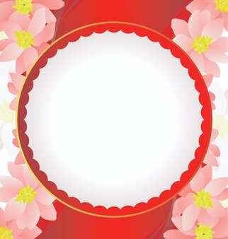 Fondo de flores rojas con círculo blanco