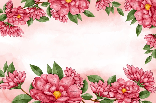 Fondo de flores rosadas pintadas a mano