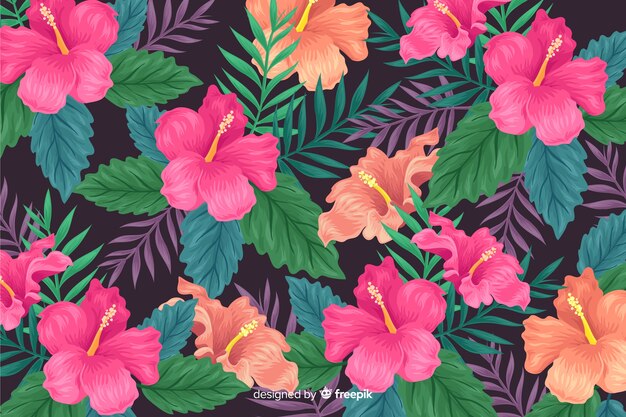 Fondo de flores tropicales 2d