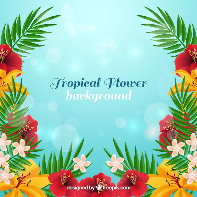 Fondo de flores tropicales en estilo realista