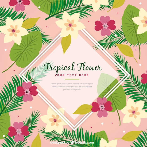 Fondo de flores tropicales con hojas