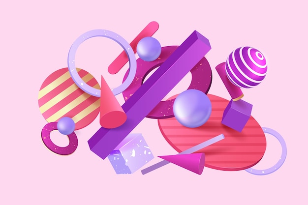 Fondo flotante de diferentes formas 3d