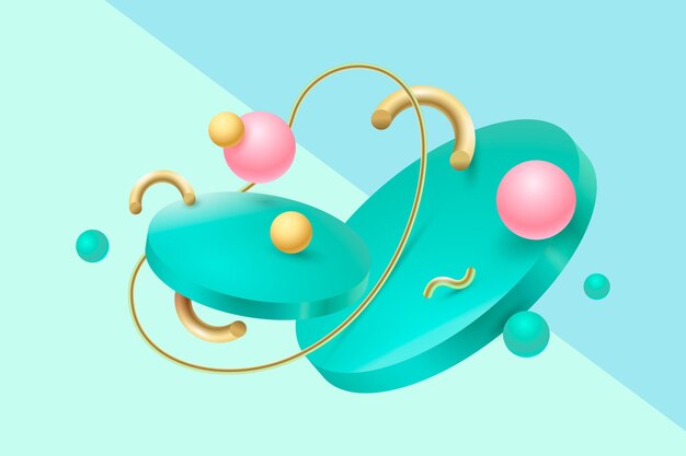 Fondo flotante de formas 3d coloridas realistas