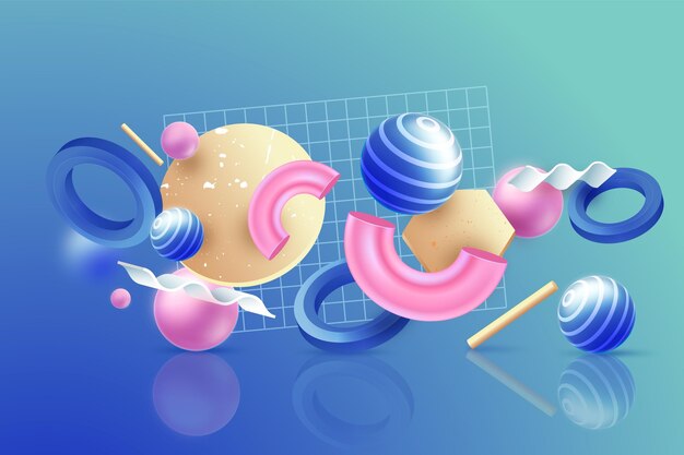 Fondo flotante de formas 3d realistas