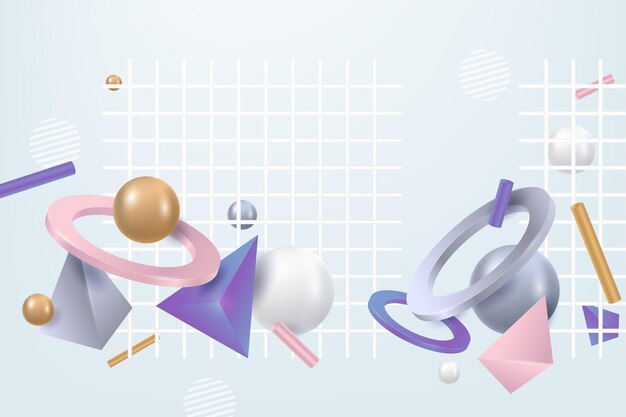Fondo flotante de formas 3d realistas