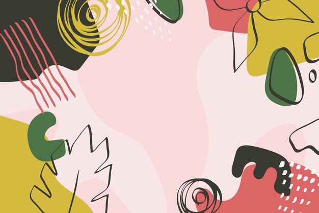 Fondo de formas abstractas dibujadas a mano con hojas