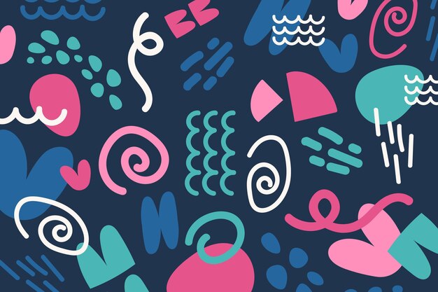 Fondo de formas abstractas planas dibujadas a mano