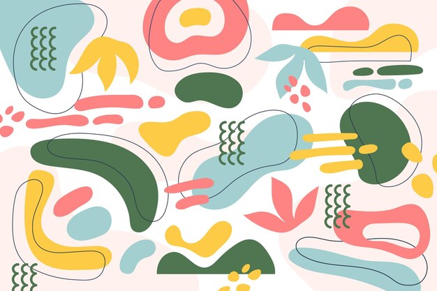Fondo de formas abstractas planas dibujadas a mano
