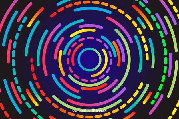 Fondo de formas circulares de neón geométrico