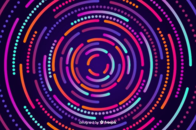 Fondo de formas circulares de neón