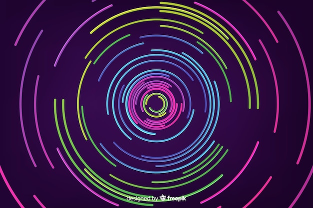 Vector gratuito fondo de formas geométricas de neón redondo