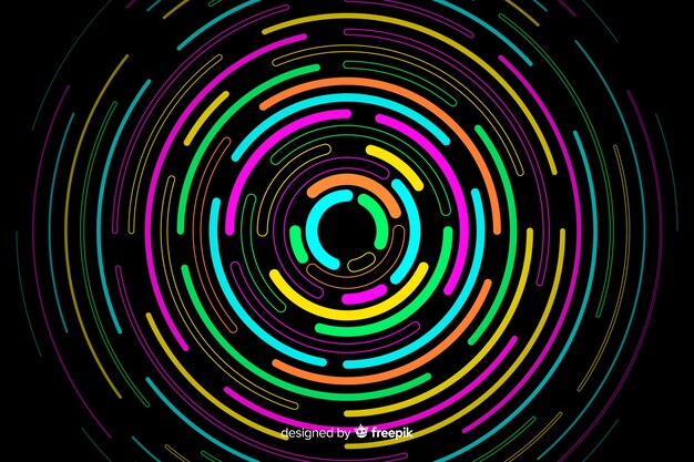 Fondo de formas geométricas de neón redondo