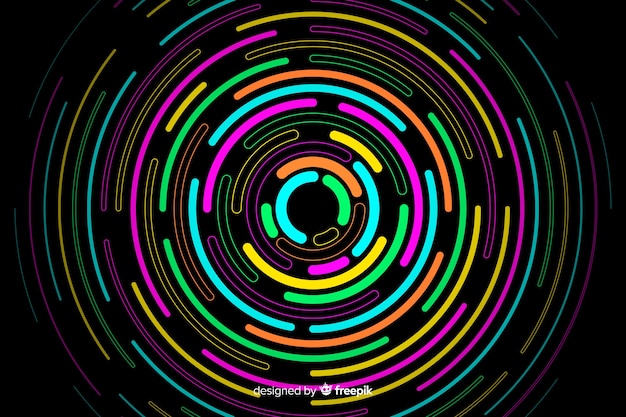 Fondo de formas geométricas de neón redondo