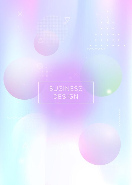 Fondo de formas líquidas con fluido dinámico Gradiente de bauhaus holográfico con elementos de memphis Plantilla gráfica para volante ui revista cartel banner y aplicación Fondo de formas líquidas iridiscentes