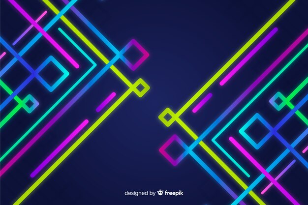 Fondo de formas de neón colorido geométrico