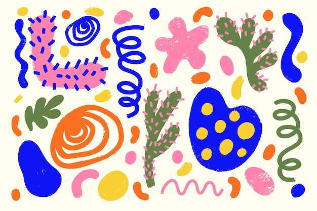 Fondo de formas orgánicas abstractas dibujadas a mano