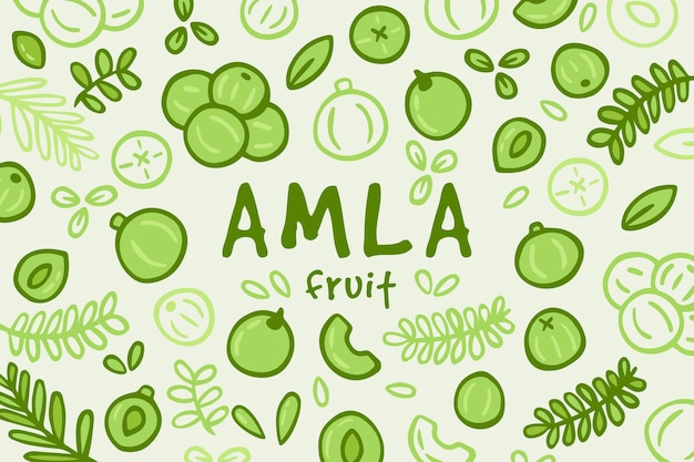 Vector gratuito fondo de fruta amla dibujada a mano