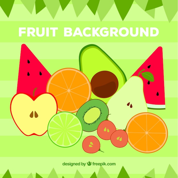 Vector gratuito fondo de frutas con diseño plano