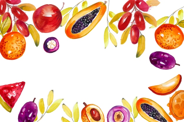 Fondo de frutas pintadas a mano