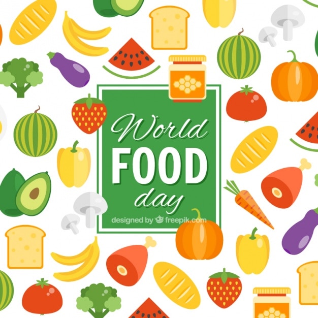 Fondo de frutas y verduras del día mundial de la alimentación 