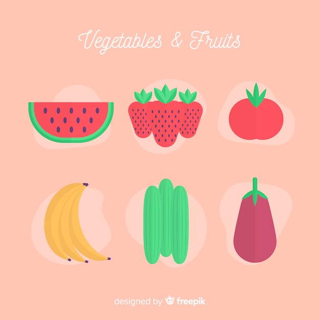 Vector gratuito fondo de frutas y verduras en diseño plano