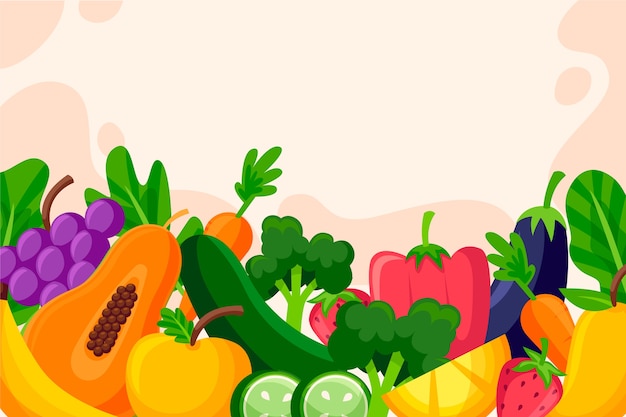 Vector gratuito fondo de frutas y verduras