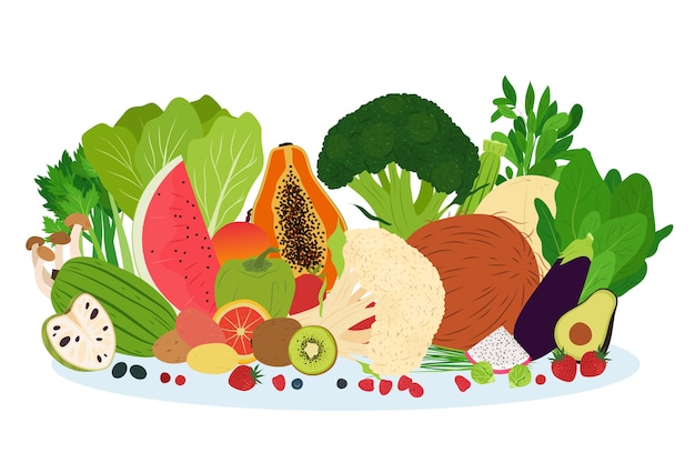 Vector gratuito fondo de frutas y verduras