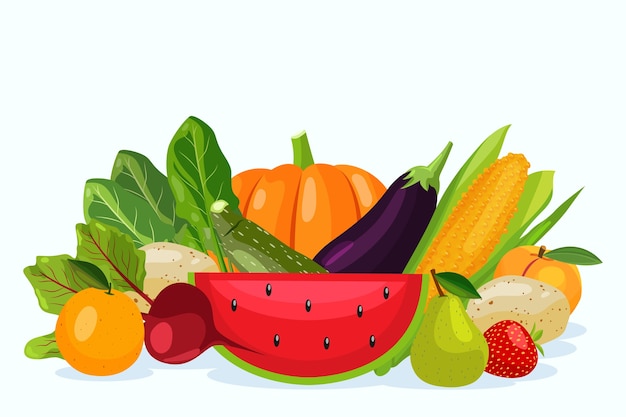 Vector gratuito fondo de frutas y verduras