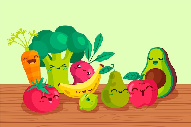 Vector gratuito fondo de frutas y verduras