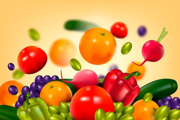 Vector gratuito fondo de frutas y verduras