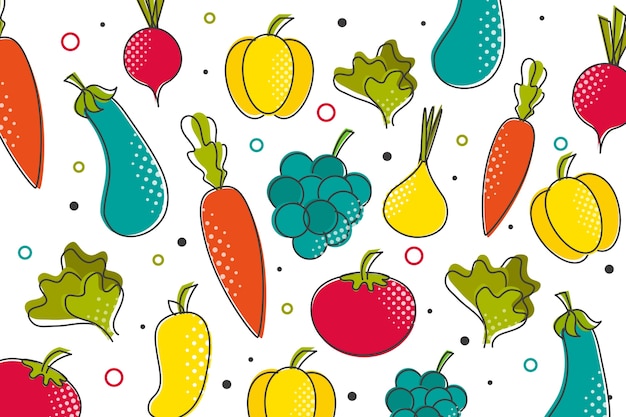 Vector gratuito fondo de frutas y verduras