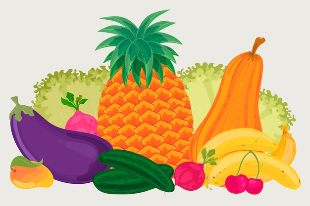 Vector gratuito fondo de frutas y verduras