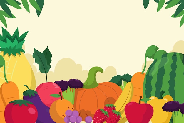 Vector gratuito fondo de frutas y verduras