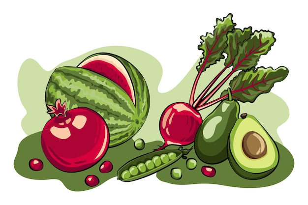 Vector gratuito fondo de frutas y verduras