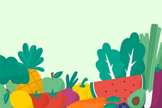 Vector gratuito fondo de frutas y verduras