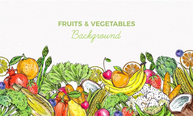 Vector gratuito fondo de frutas y verduras