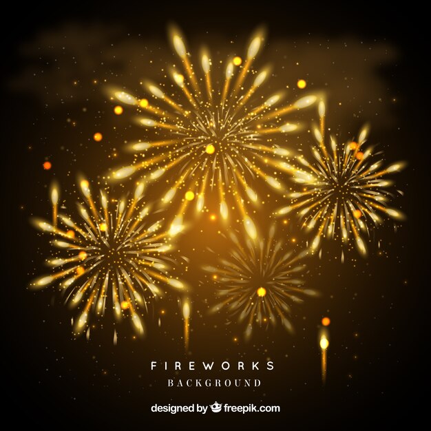 Fondo de fuegos artificiales amarillos