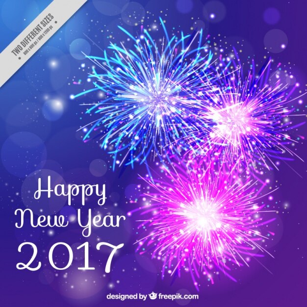 Fondo de fuegos artificiales de año nuevo 2017