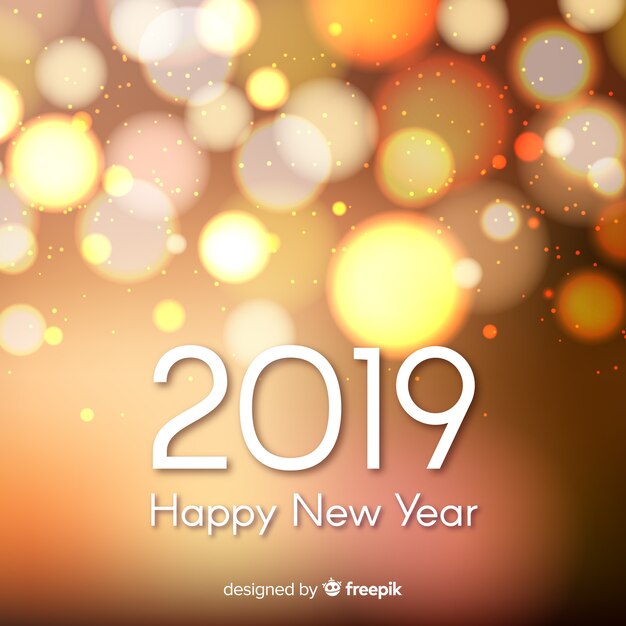 Fondo de fuegos artificiales de año nuevo 2019 borroso