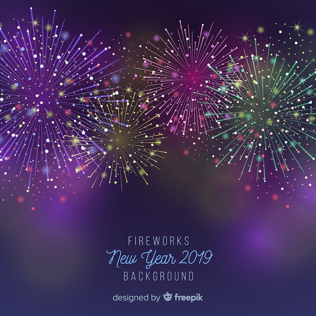 Fondo de fuegos artificiales año nuevo 2019