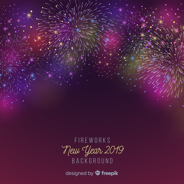 Fondo de fuegos artificiales año nuevo 2019