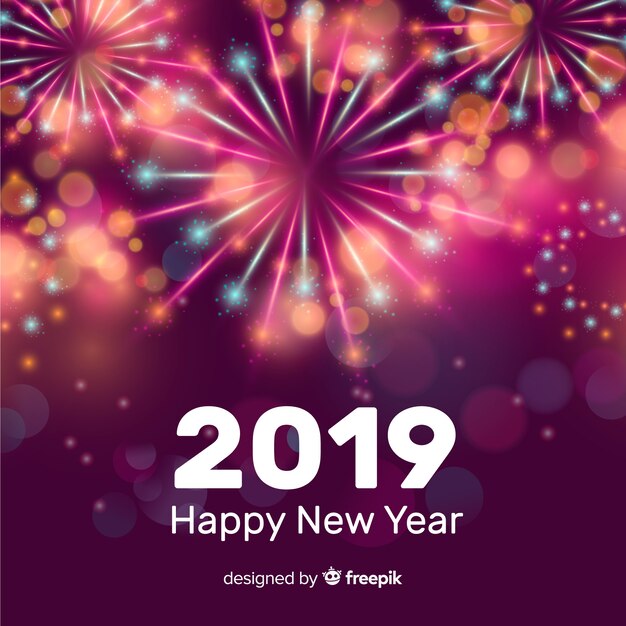 Fondo de fuegos artificiales de año nuevo 2019